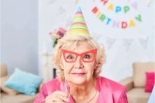 A retiree celebrating her birthday.