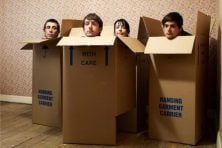 People sit in boxes.