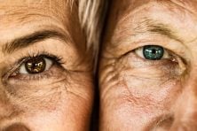 Two elderly people up close.