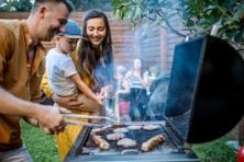 A family grills