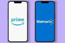 An illustration shows the amazon prime and walmart plus logos.