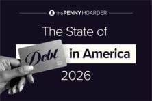State of Debt in American feature graphic with hand holding a credit card
