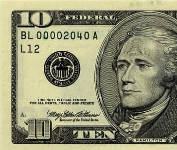 $10 Dollar bill