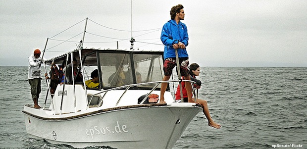 Fishing on a boat