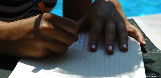 Writing with pencil and paper