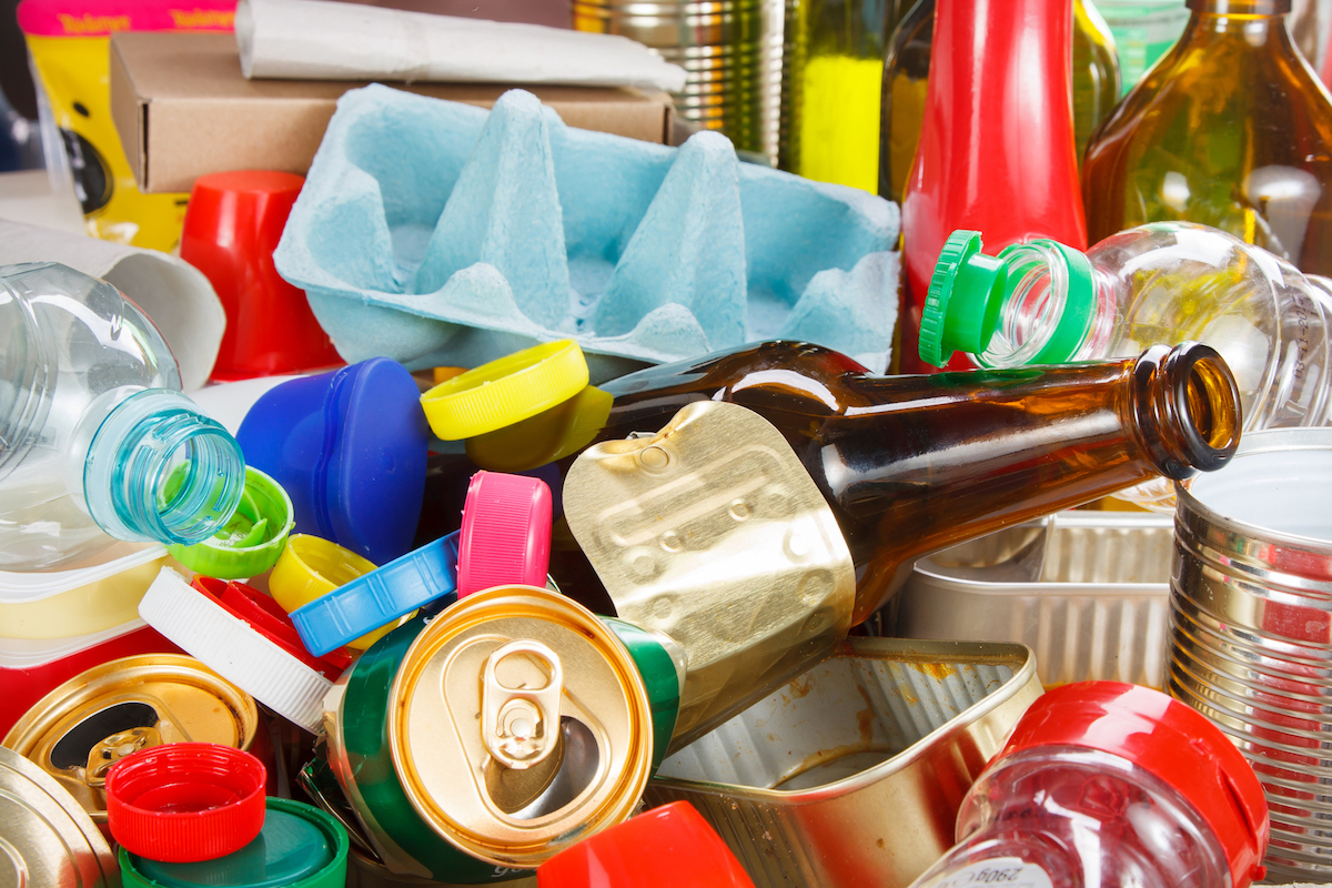 cans, bottles and other trash