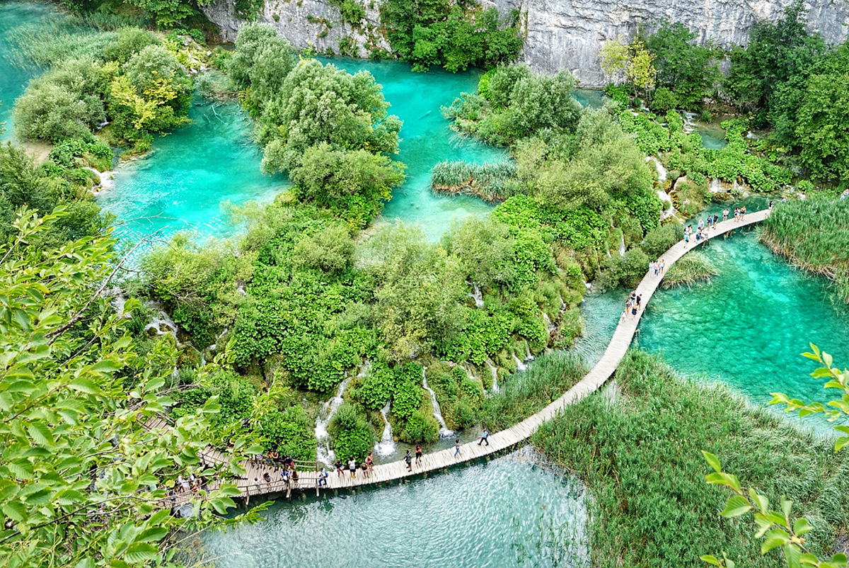 A photo of Plitvice National Park in Croatia.