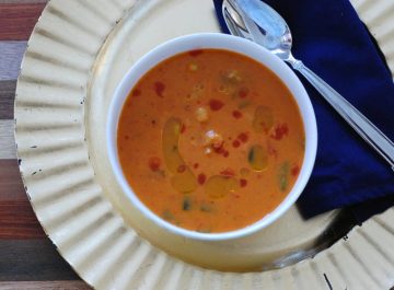 Hummus and Red Pepper Soup (photo credit_ Turnip the Oven)