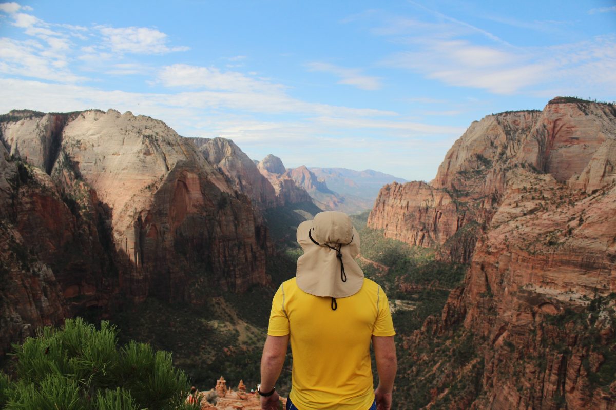 man viewing zion national park