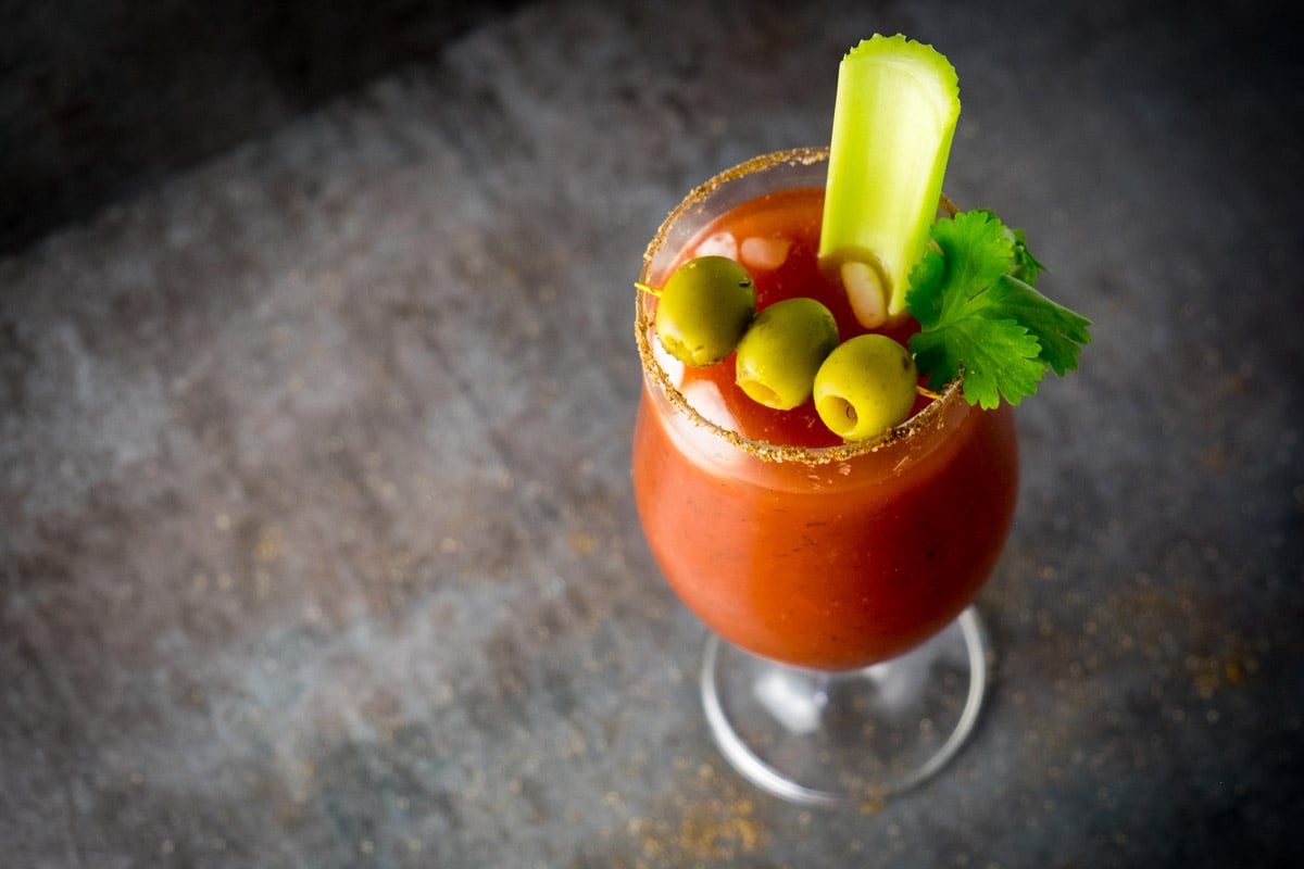 A Bloody Mary is photographed