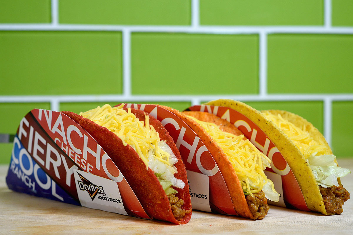 lineup of doritos locos tacos from taco bell