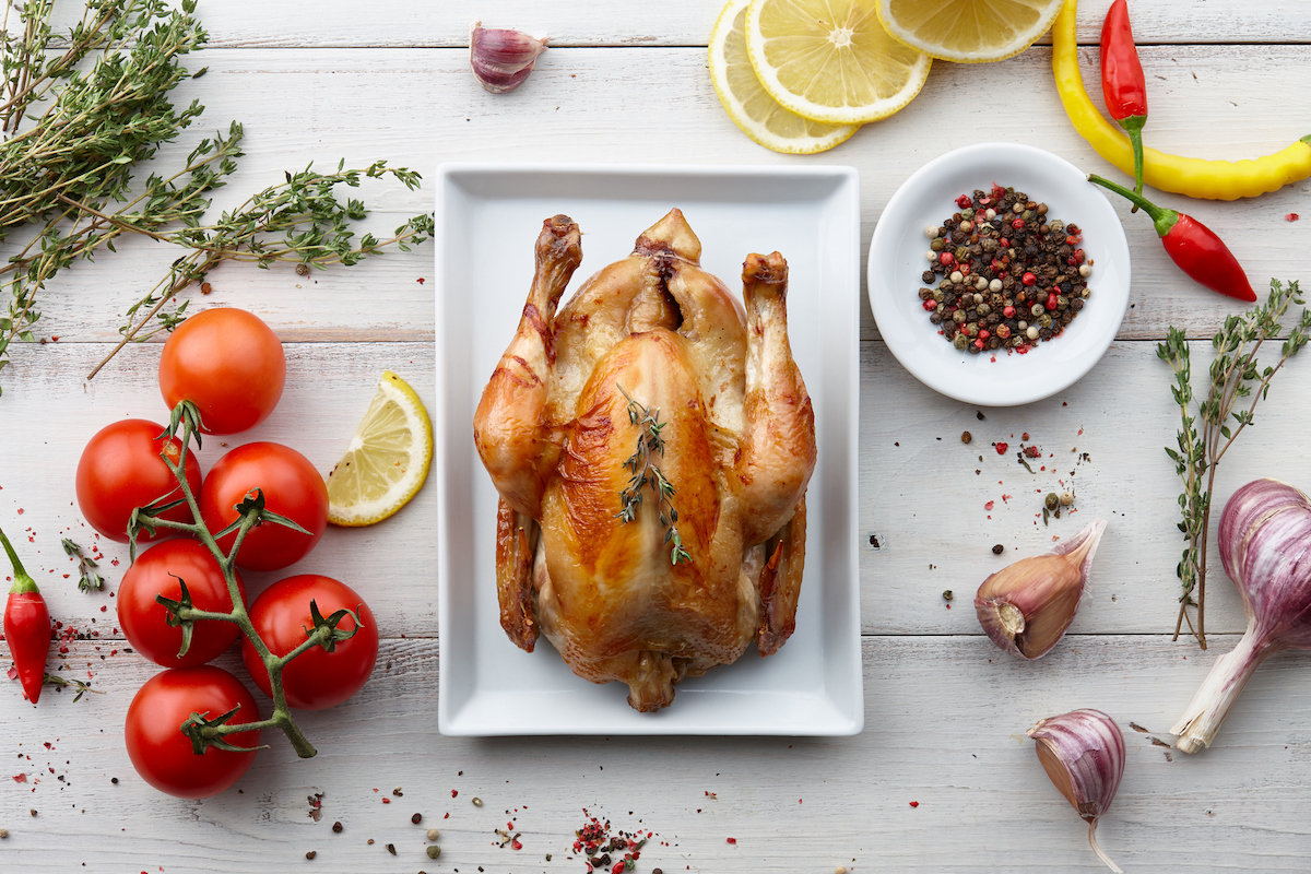 Roasted chicken with herbs and spices