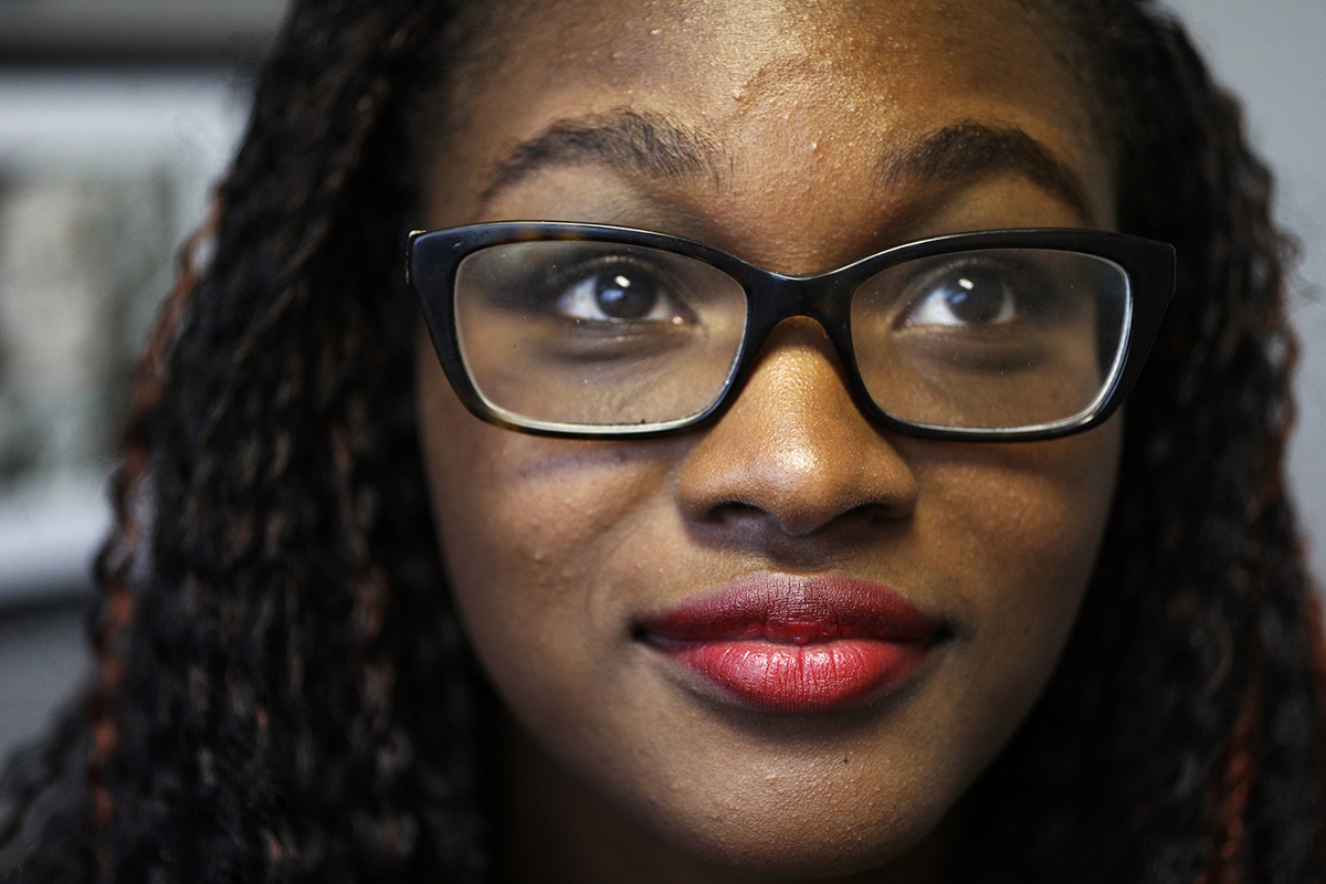 A woman wears E.l.f. Matte Lip Color.