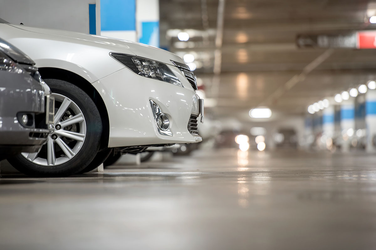 cars parked in parking garage