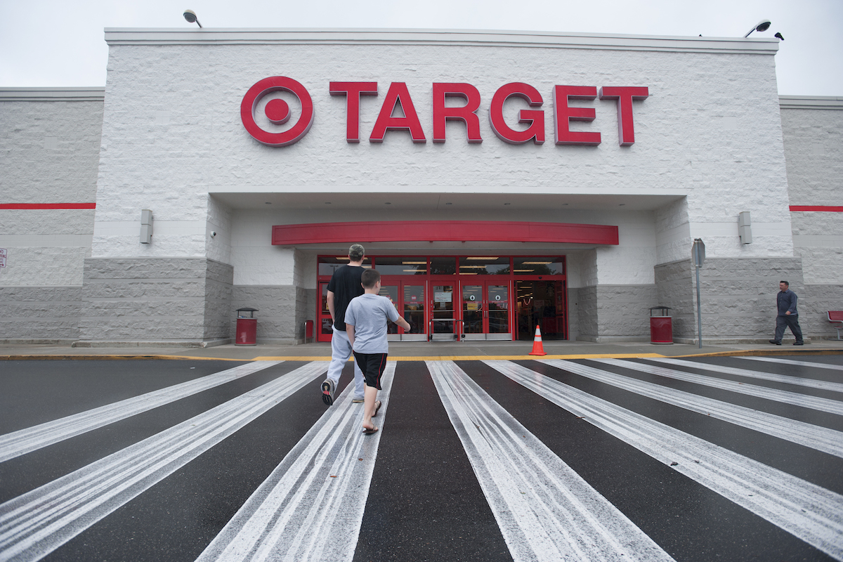customers shown walking into a Target store