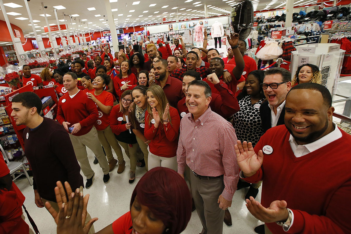 Target CEO, Brian Cornell, joins store team members prior to the Thanksgiving opening