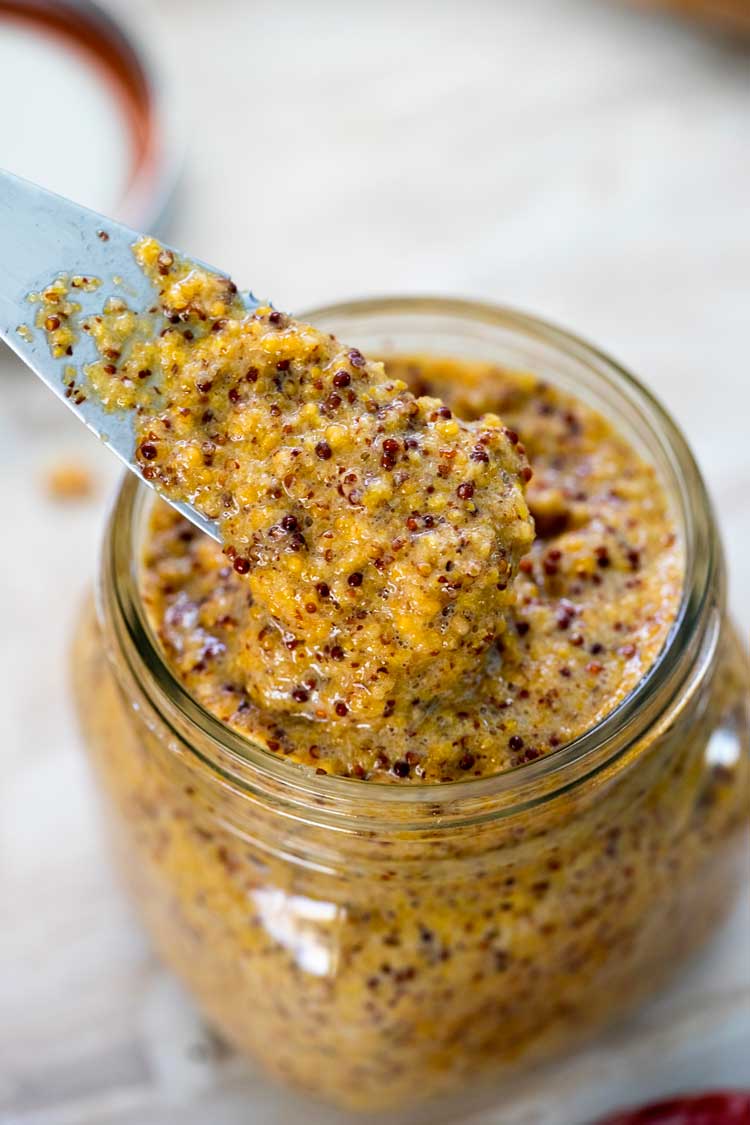 homemade mustrad in a mason jar