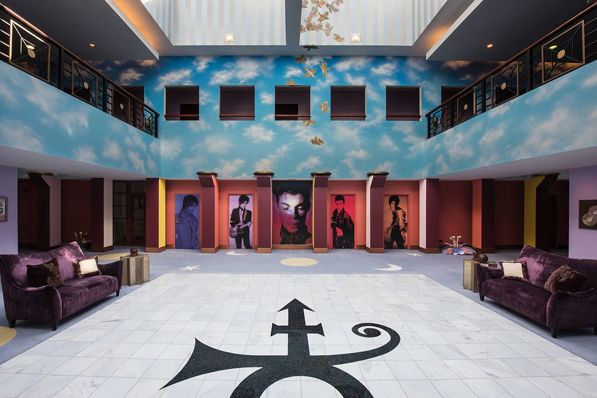 Interior view of the atrium of Paisley Park, the estate of the late musician Prince
