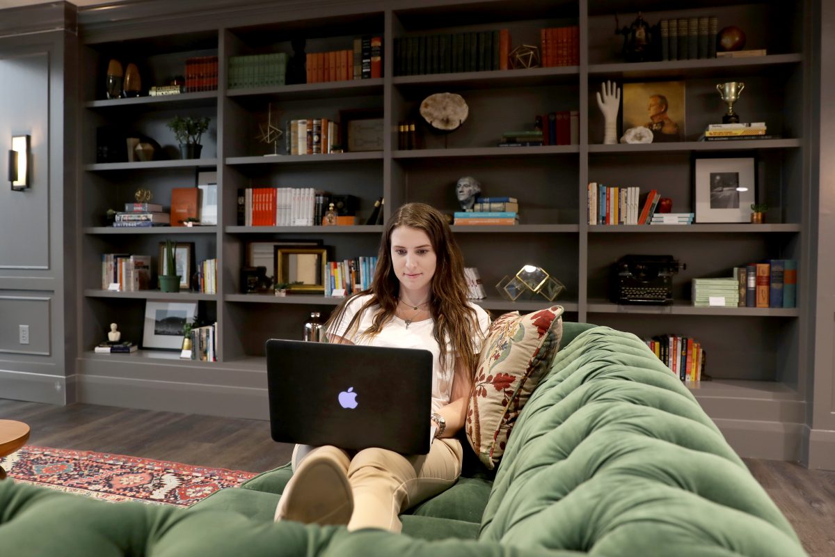 Briana Dodson works on her computer at The Penny Hoarder's headquarters in St. Petersburg, Fla.