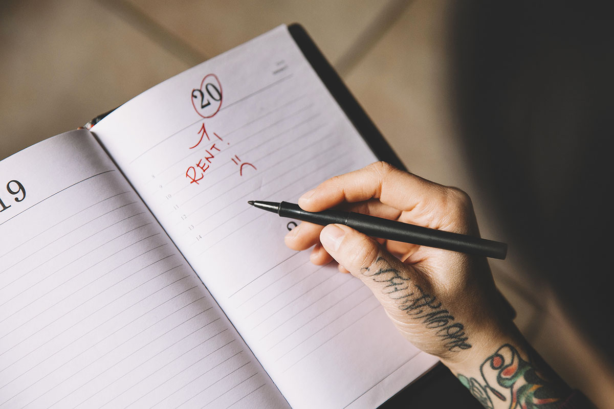 rent deadline written in journal