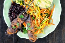 a seitan satay meal on a plate