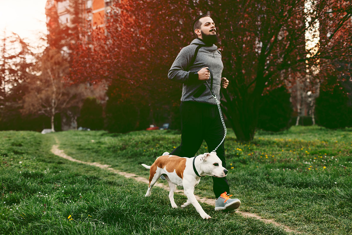 Man Jogging With His Dog.