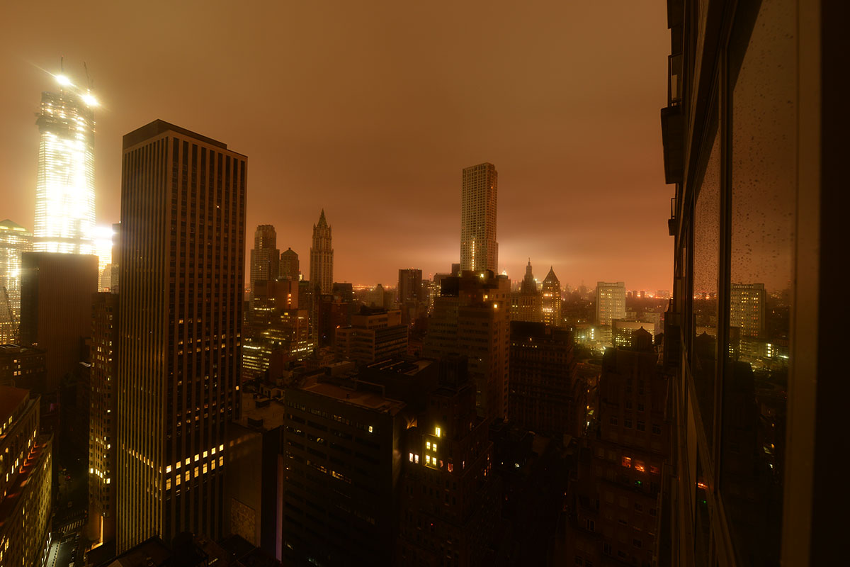 Lower Manhattan following Power Outage as a result of Hurricane Sandy.
