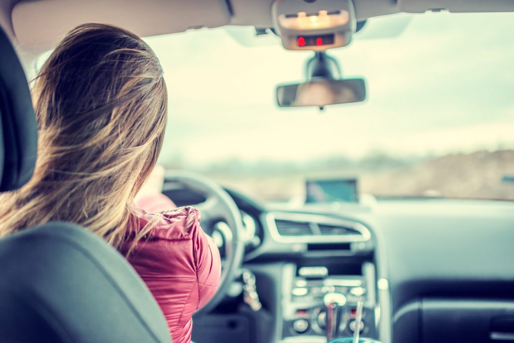 Woman driving car