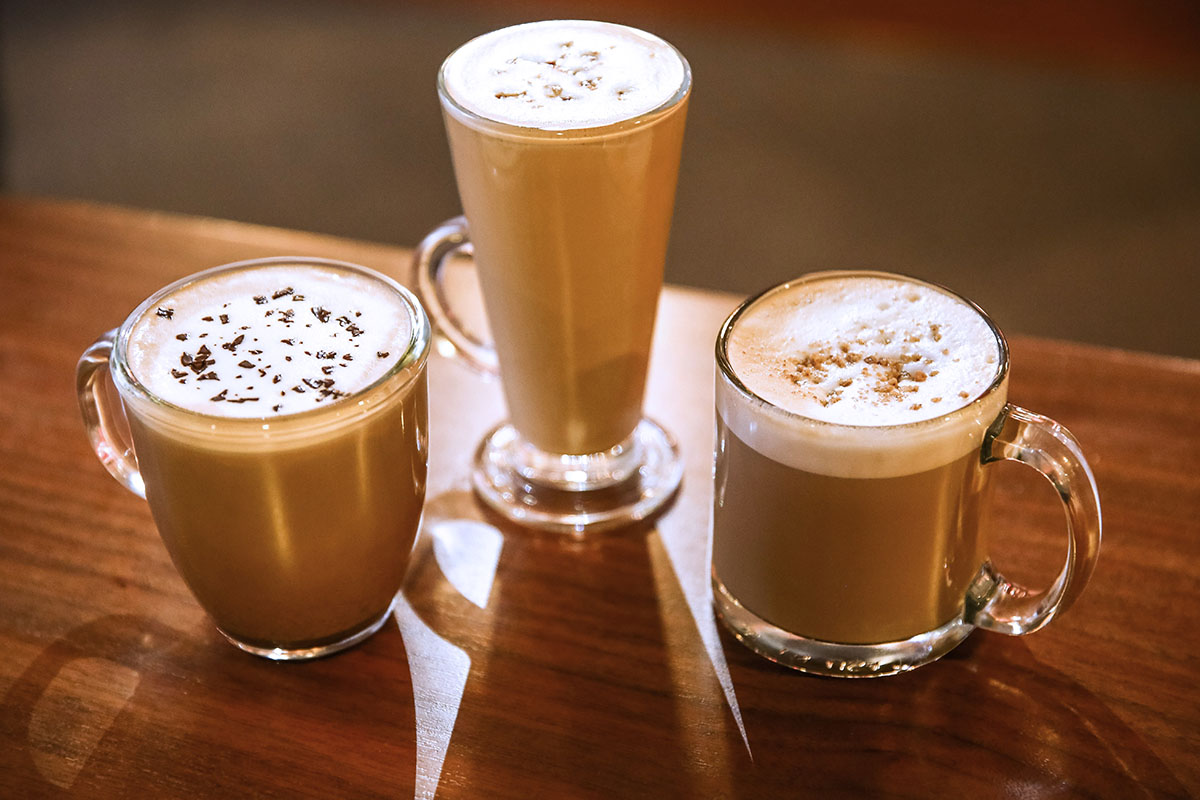starbucks beverages on wooden table
