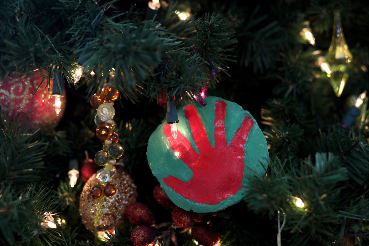 DIY hand print christmas ornament