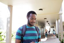 Juergen Dawes walks to class on the University of South Florida Campus, Tampa Fla