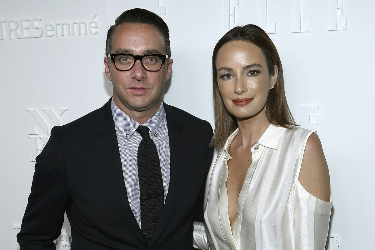 President of E! Entertainment Adam Stotsky, left, and TV host Catt Sadler attend the ELLE, E! and IMG New York Fashion Week kick-off party in New York