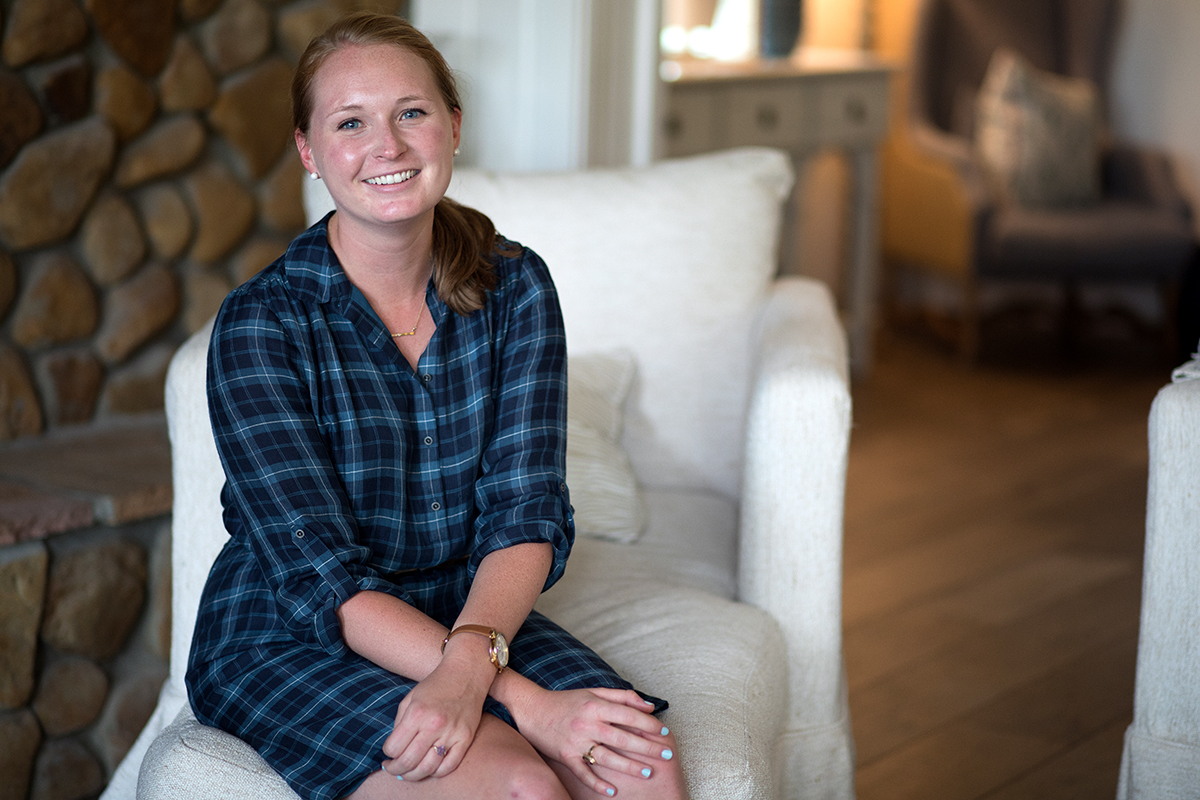 Penny Hoarder writer Carson Kohler poses in her St. Petersburg, Fla., home.