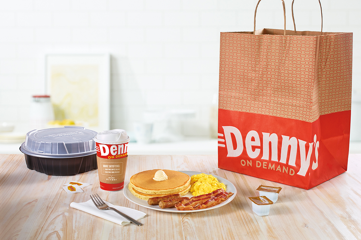 Photo of Denny's Grand Slam pancake breakfast.