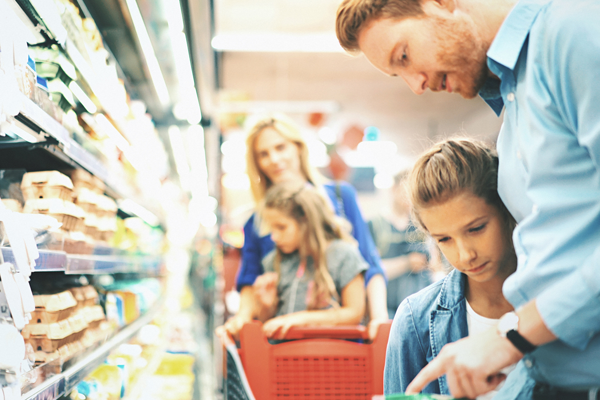 Family in a supermarket.