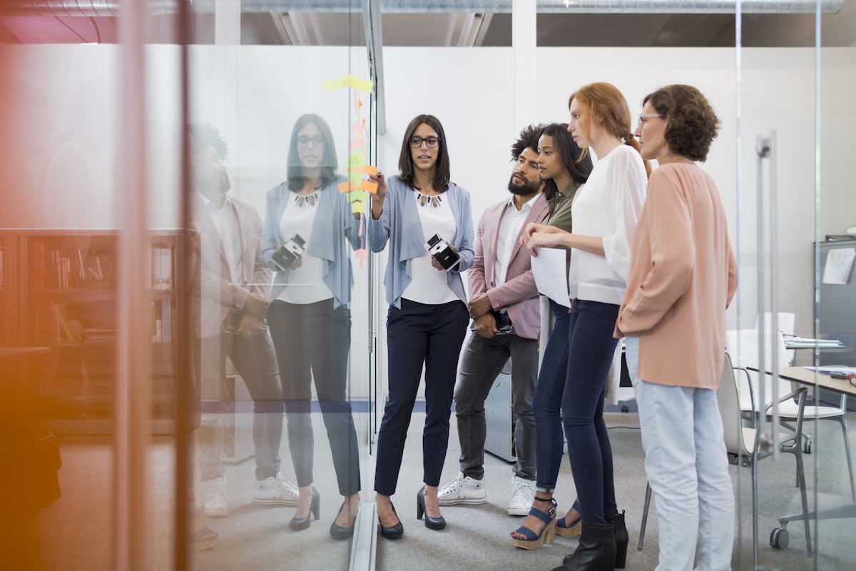 Business people brainstorming in conference room