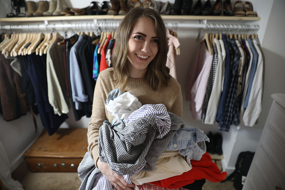 Grace Schweizer, a TPH junior writer, prepares to sort through all of her clothes to create a capsule wardrobe.