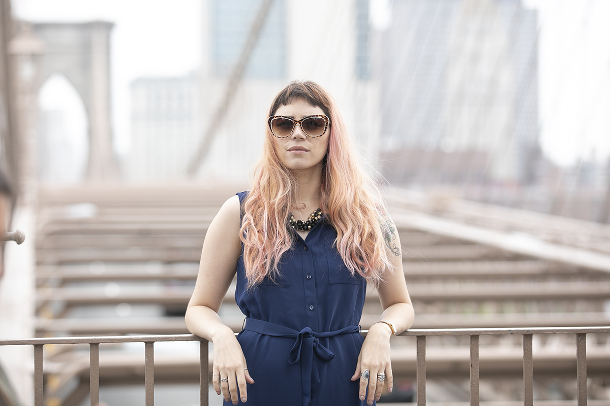 woman on bridge in new york