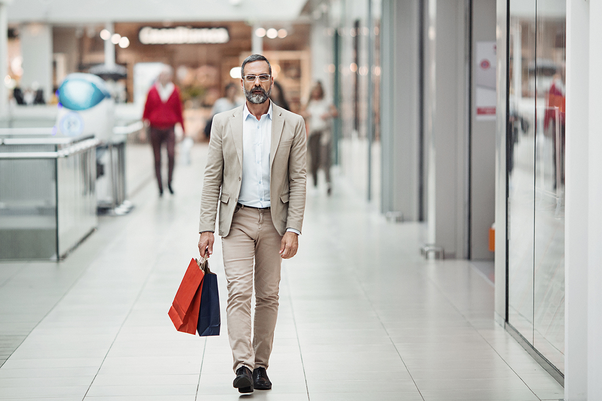 Man shopping in a mall