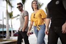 Kelsey Buxton, Stamatios Kapous, and Justin Morrison head to a happy hour in the downtown area of St Petersburg. St Petersburg, Fla.