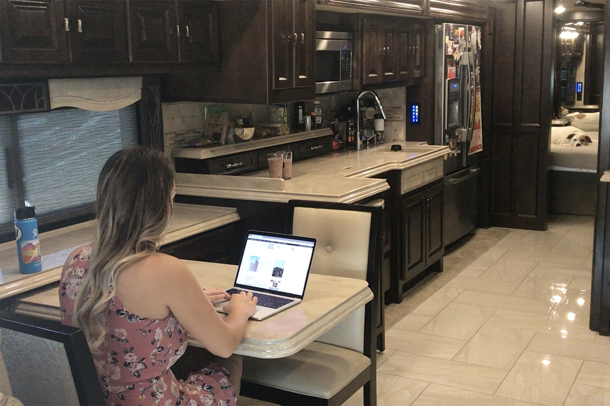 Woman working from home