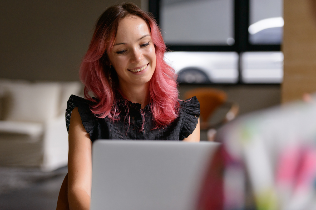 woman working on laptop