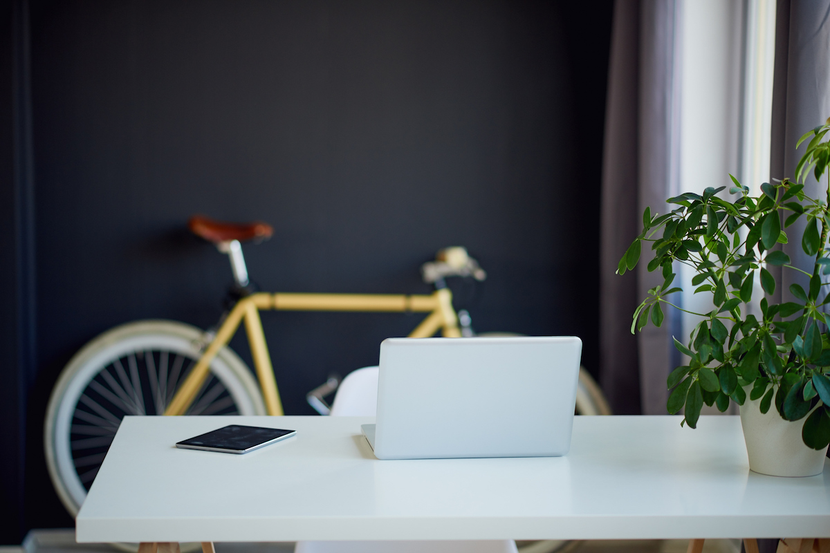 Loft Designed Working Space with bicycle