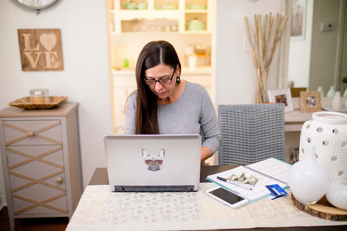 Kristina Macys works from home in Tampa Florida, on January 6th, 2018
