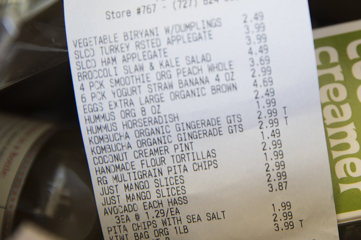 close up of receipt from trader joe's