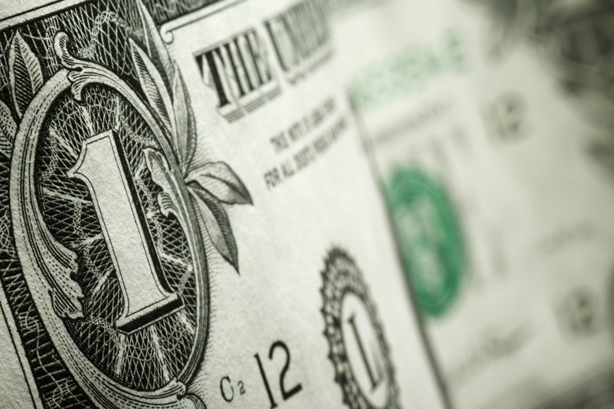 close up one dollar bill