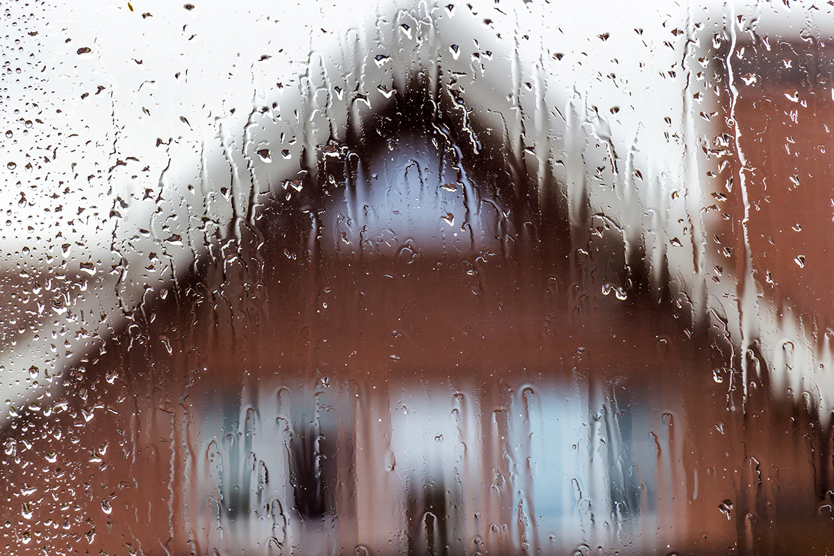 View from the window of a private house in rainy weather