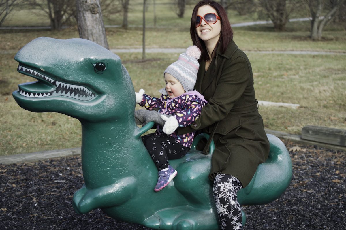 Catherine Hiles and her daughter Rose at a park