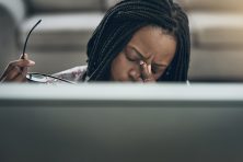 Woman stressed at work