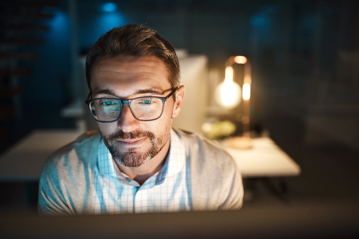 Man staying up late